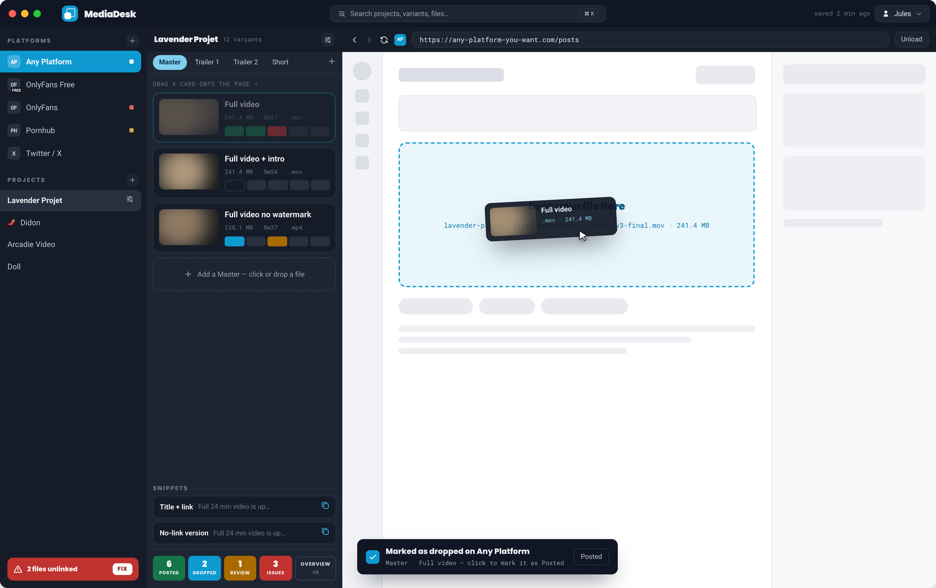 MediaDesk application interface
